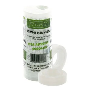 0002 - 10 ROLOS DE  FITA ADESIVA 12MMX20M CRISTAL FIT- PEL  PC. C/10RL